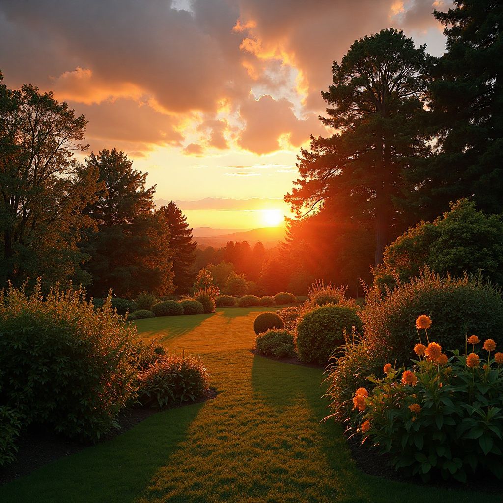 Sonnenuntergang im Garten
